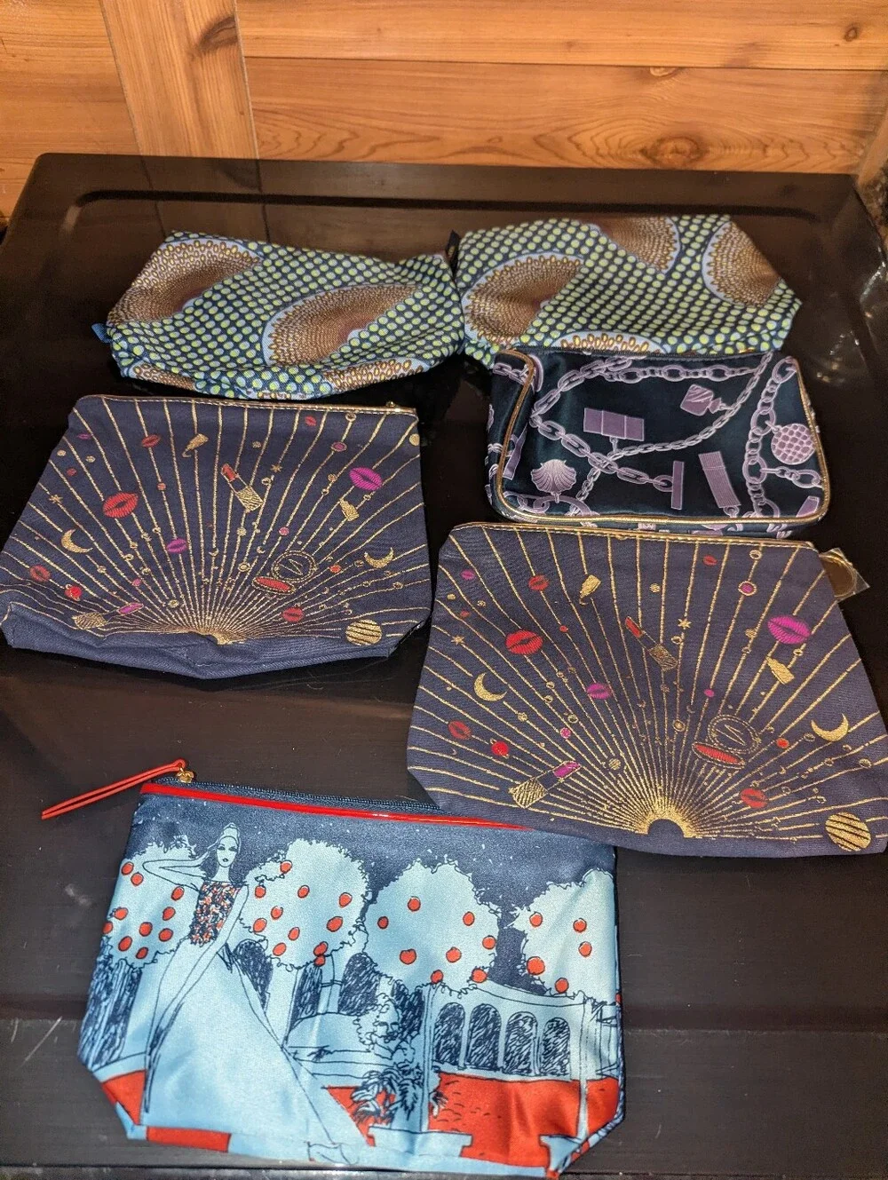 6 Pcs Lot Estee Lauder Makeup Bags Like New Celestial Fruit Victorian Romantic